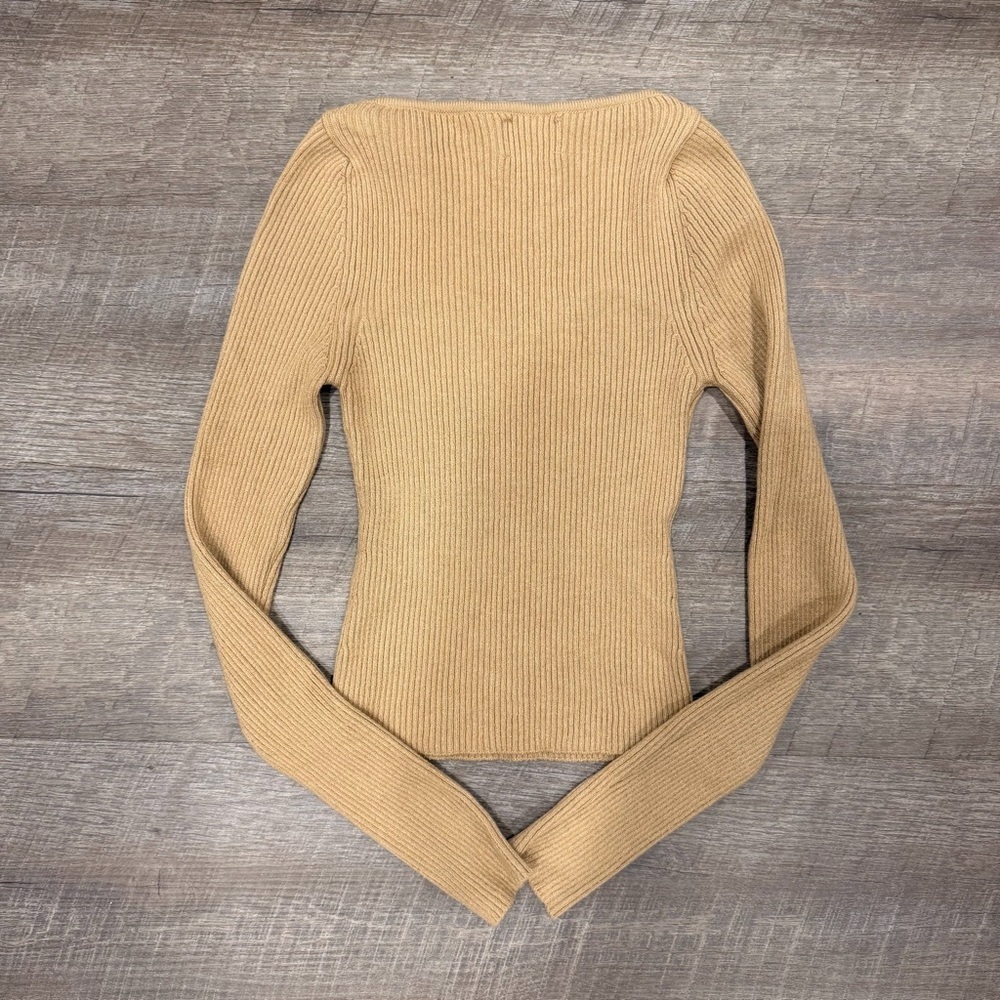 ASOS Ribbed Knit Sweetheart Neckline Sweater – Beige – Size US 0 / UK 4 - Picture 4 of 6